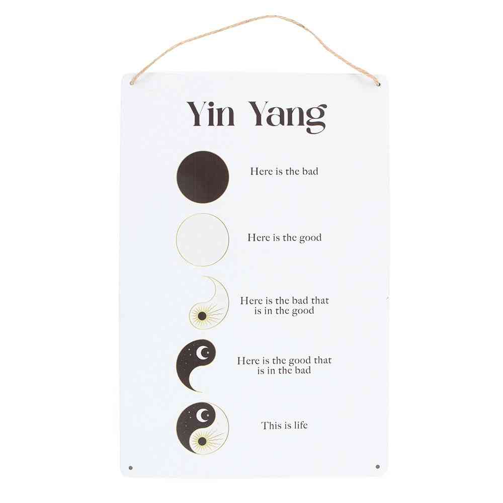 Something Different - 30cm Yin Yang Metalen wandbord - Zwart/Wit